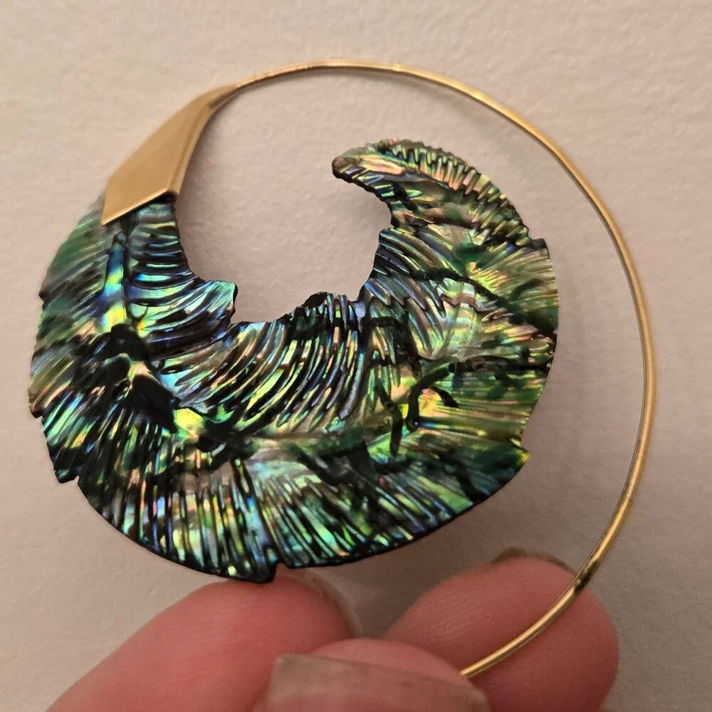 Abalone Sea Shell Hoop Earring (single) - Picture 6 of 10